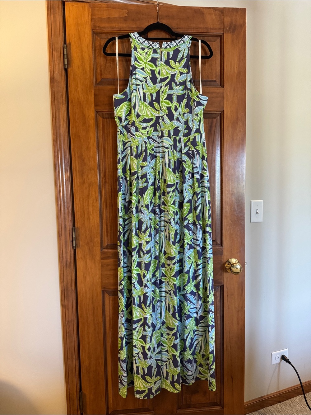 NWT Lilly Pulitzer Carmilla Navy & Lime Green Tropical V-Neck Maxi Dress - Picture 3 of 7